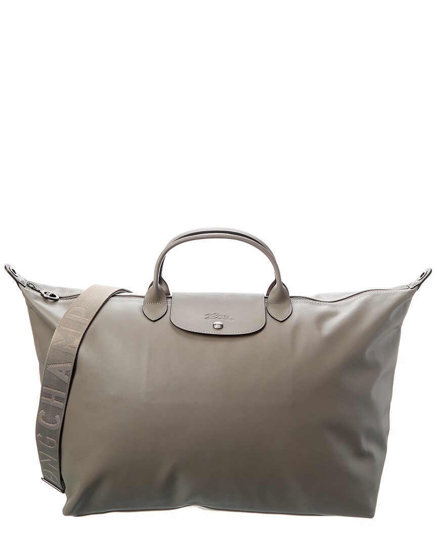 Большая кожаная дорожная сумка Longchamp Le Pliage Energy Женская серая Ns 140590₽