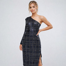 NEW NWT Misha Collection Angela Beaded One Shoulder Dress  Size 4