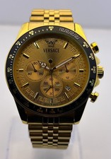 Refurbished Versace Chrono Quartz Gold Dial Gold Case Sub-Sec/Date Watch