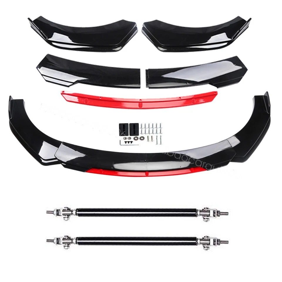 For Mercedes Benz A180 A200 Front Bumper Lower Lip Spoiler Splitter+Strut Rods Foto 2 de 4