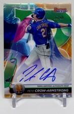 Pete Crow-Armstrong 2020 Bowman’s Best RC Auto /99 Green Refractor Cubs On Card