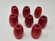 8 pcs Rustic Red Wood Oval Macrame Craft Beads Jumbo 60mm Large Hole Vintage