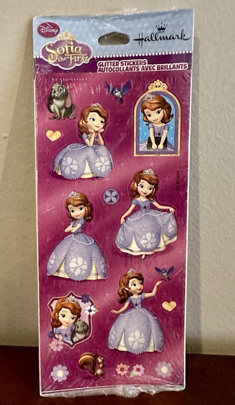 New Hallmark Disney Princess Sofia The First Glitter Stickers 2 Sheets 2015