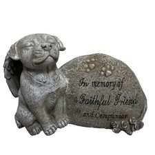 Dog Angel Memorial Statue In Memory of a Faithful Friend Companion Grey 6.5in