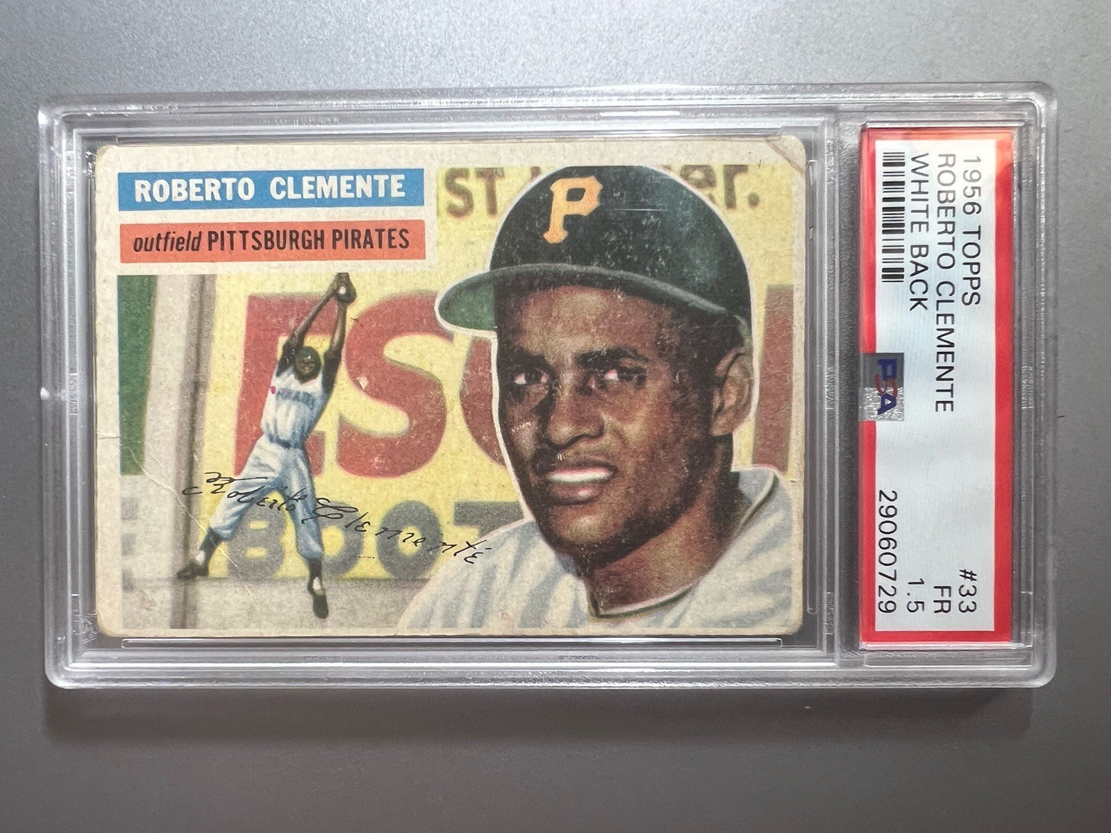 1956 TOPPS WHITE BACK #33 ROBERTO CLEMENTE PSA 1.5 Pittsburgh Pirates