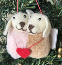 NWT Puppy Couple Ornament Wool Red Heart Christmas Valentine Anniversary Love 4”
