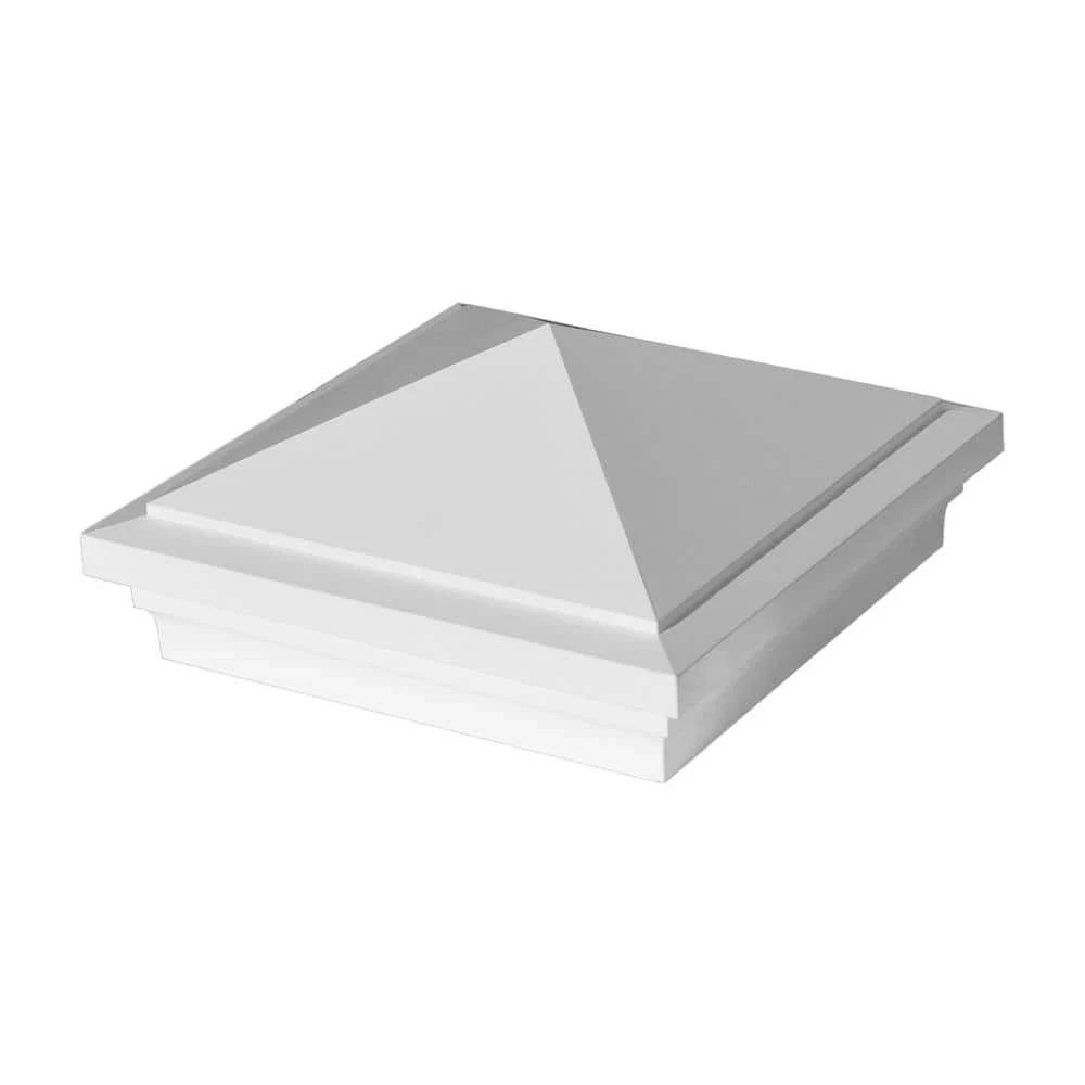 Fiberon 4 in. x 4 in. Tranquil White LED Pyramid Downward Deck Post Cap Light