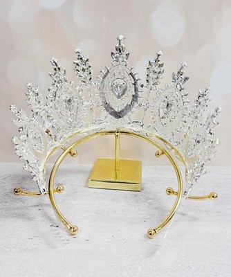 Wedding Bridal Crown, Princess Comb Crown, Silver Crystal  display picture 1