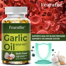 5000mg Garlic Oil Lowers Blood Pressure 30 To 120 Capsules Promotes Blood