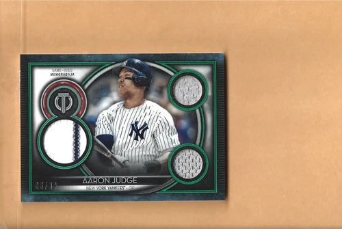 2020 TOPPS TRIBUTE PLAYER WORN TRIPLE RELIC AARON JUDGE PATCH CARD NM/MINT