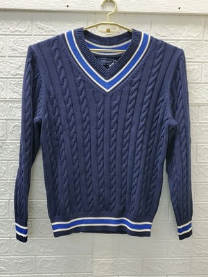 New Vineyard Vines Heritage Varsity V Neck Sweater Navy Size Large