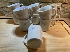 11 Vintage Corelle Corning Pink Roses Coffee Cups
