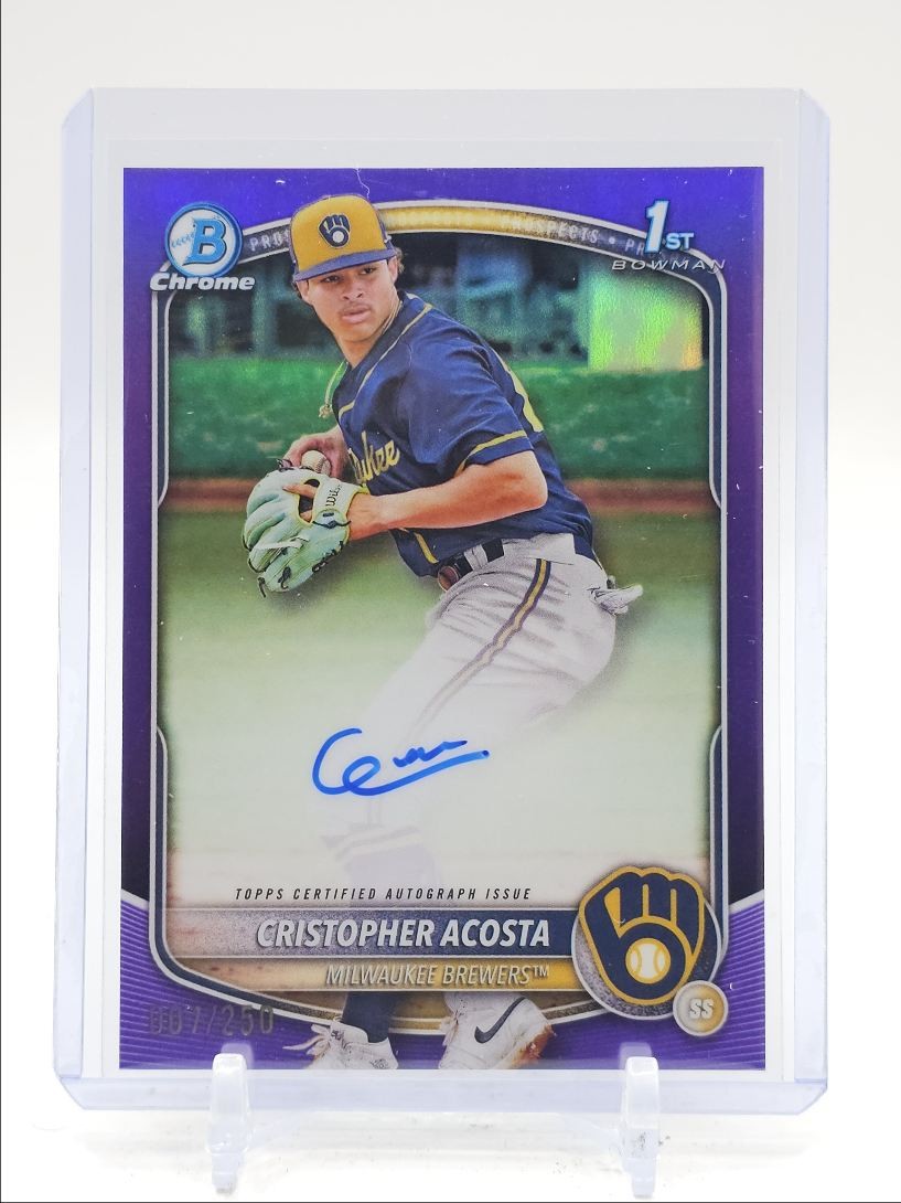 CRISTOPHER ACOSTA 2025 BOWMAN CHROME 1ST PURPLE REFRACTOR AUTO /250 Q2264
