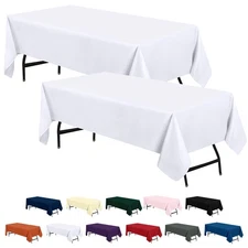 Utopia Kitchen 2 Pack 6 Foot Rectangle Table Cloth [90x132 Inches, White] Sta...