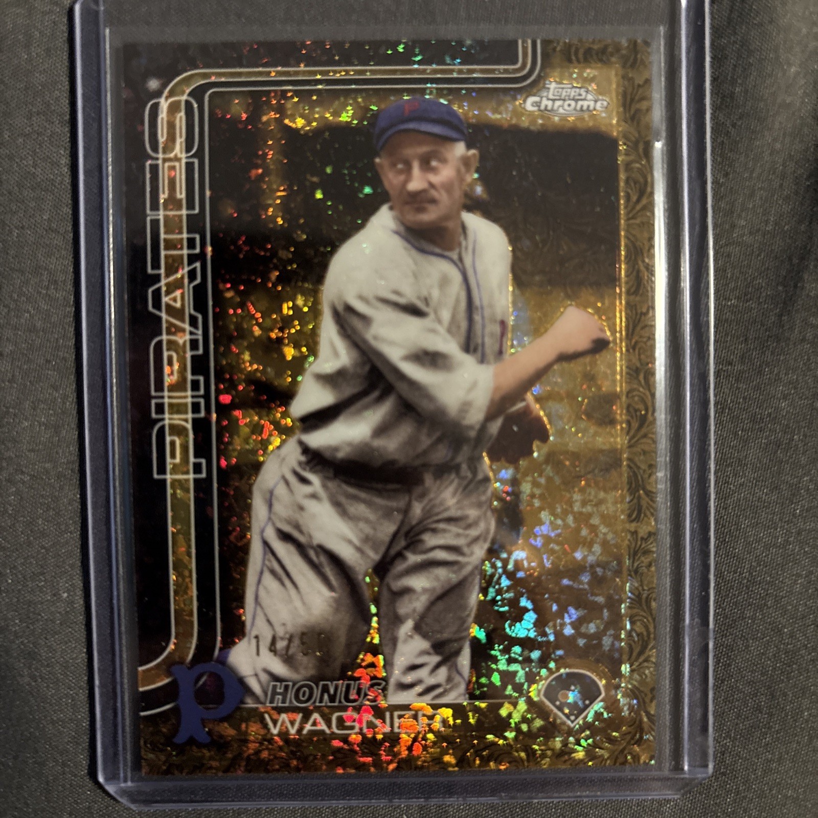 2025 Topps Chrome Gilded Gold Wave #161 Honus Wagner 14 /50 HOF Pirates Rare