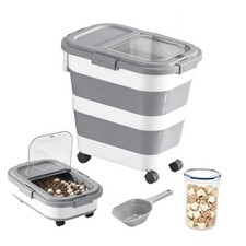 23-25-Liter Foldable Airtight Dog Food Container with Airtight Lid, Wheels,