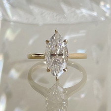 3 Ct Marquise Simulated Diamond Solitaire Engagement Ring 14K Yellow Gold Plated