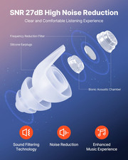 High Fidelity Concert Ear Plugs - 2 Pairs, SNR 27 dB Noise Reduction, Reusable S