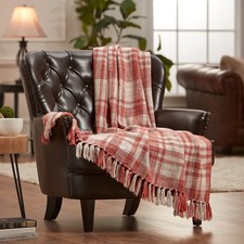 Chanasya Premium Farmhouse Pattern Plaid Throw Blanket Lightweight Knit Textu...