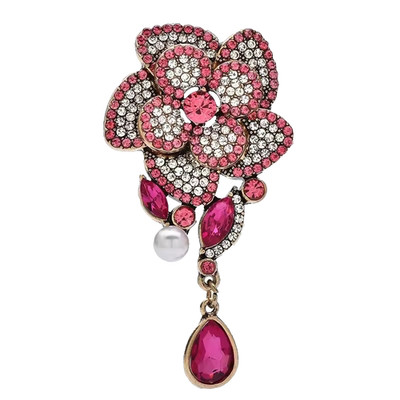 Luxury Rhinestone Camellia Flower Brooch 7.8x4.1cm 3 Different Styles Brand New