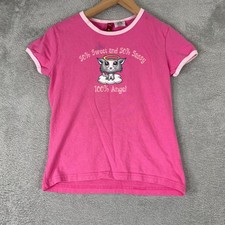 SO Cat Graphic Ringer T Shirt Kids Large Pink...