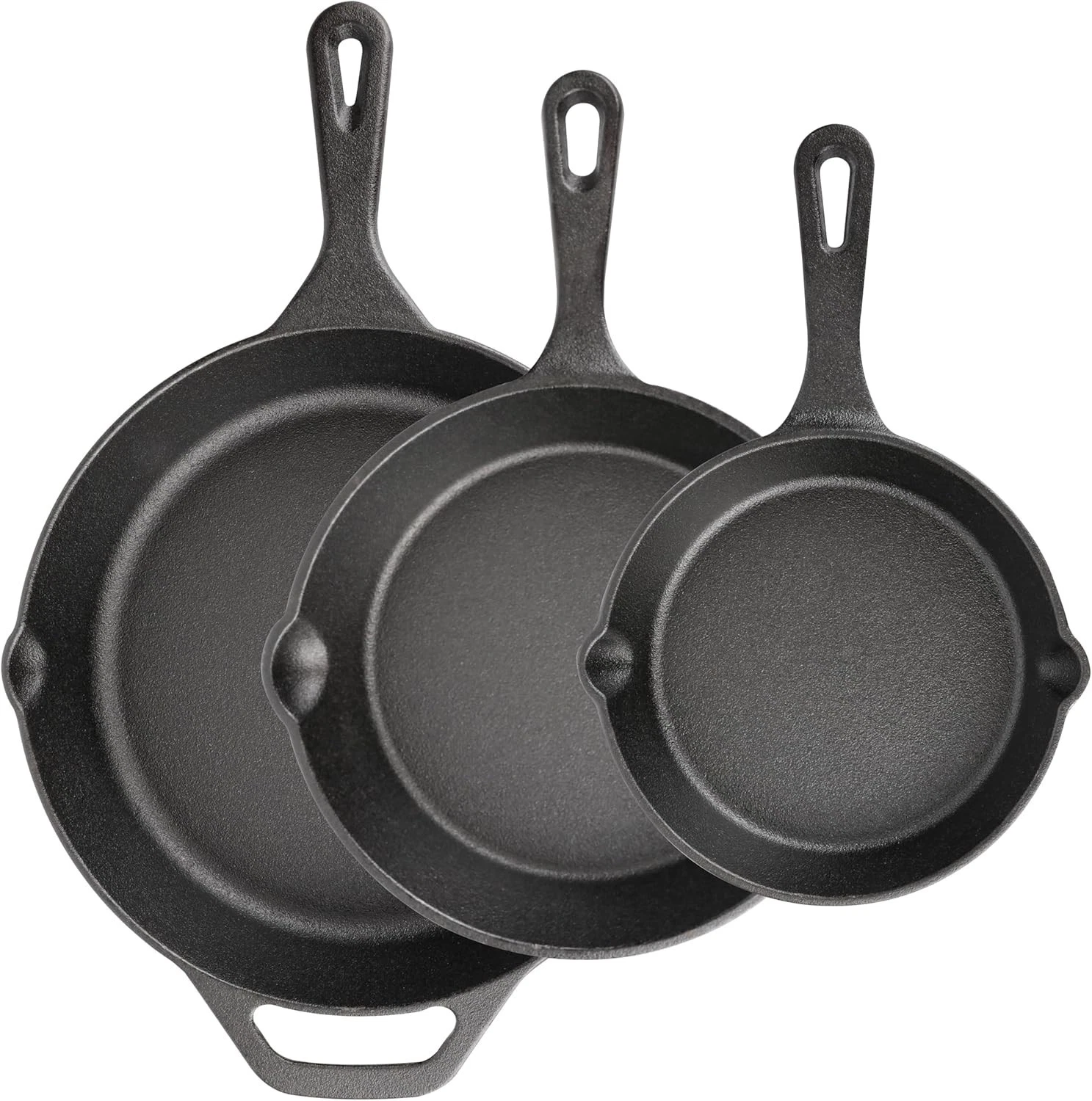 Cast Iron Skillet 3-Piece Set, 6", 8", 10" Frying Pans, Heavy-Duty Pre-Seasoned
Opens in a new windo