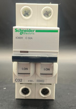 SCHNEIDER 32 AMP CURVE C 10kA DOUBLE POLE MCB CIRCUIT BREAKER A9F54232 IC60H