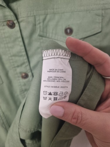 AUTOGRAPH size 20 khaki green collared long sleeve linen blend button jacket - Picture 6 of 6