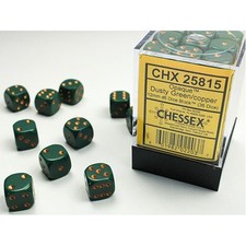 Image of Chessex - 12mm D6 Dice Block - Dusty Green w/Gold - Brand New & Sealed