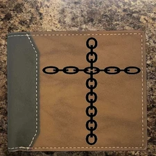 Custom CHAIN CROSS Wallet - Bifold Leather Wallet - Premium Quality