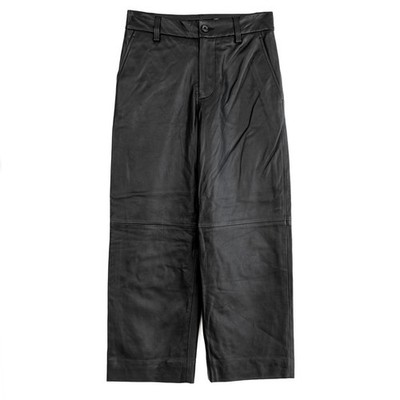 NWOT Lauren Ralph Lauren Black 100% Lamb Leather Cropped Pants Size 00 (XXS)