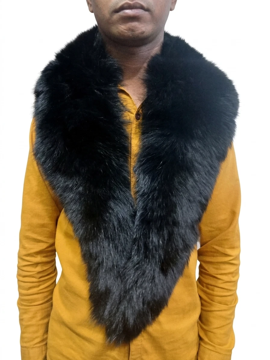 Luxury Real Fox Fur Collar Stole Wrap Scarf Black Shawl Winter Accessory 100cm
