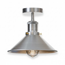 Industrial Semi Flush Ceiling Light Retro Cone Shade E27 Metal Lamp Hallway UK