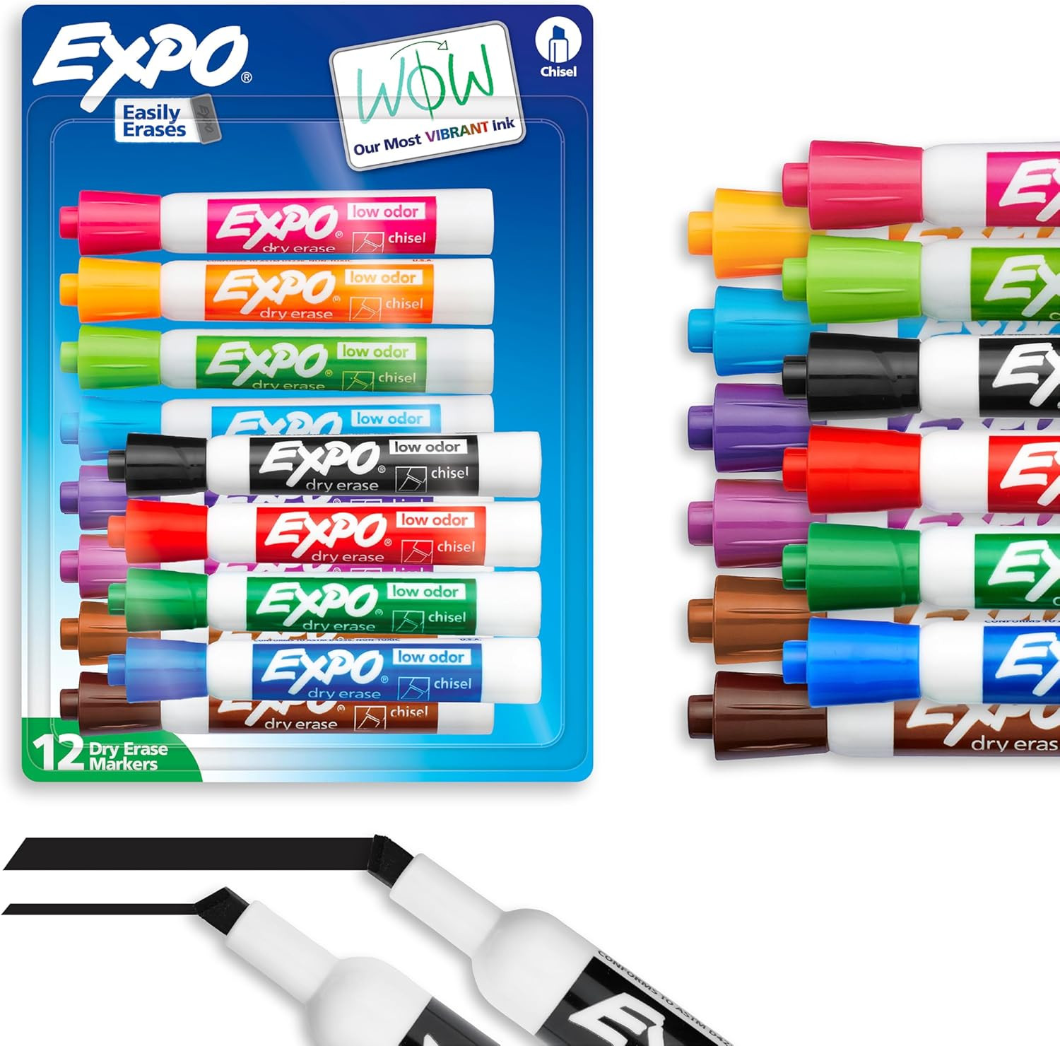 EXPO Dry Erase Markers, Low Odor Ink, Assorted Colors, Chise