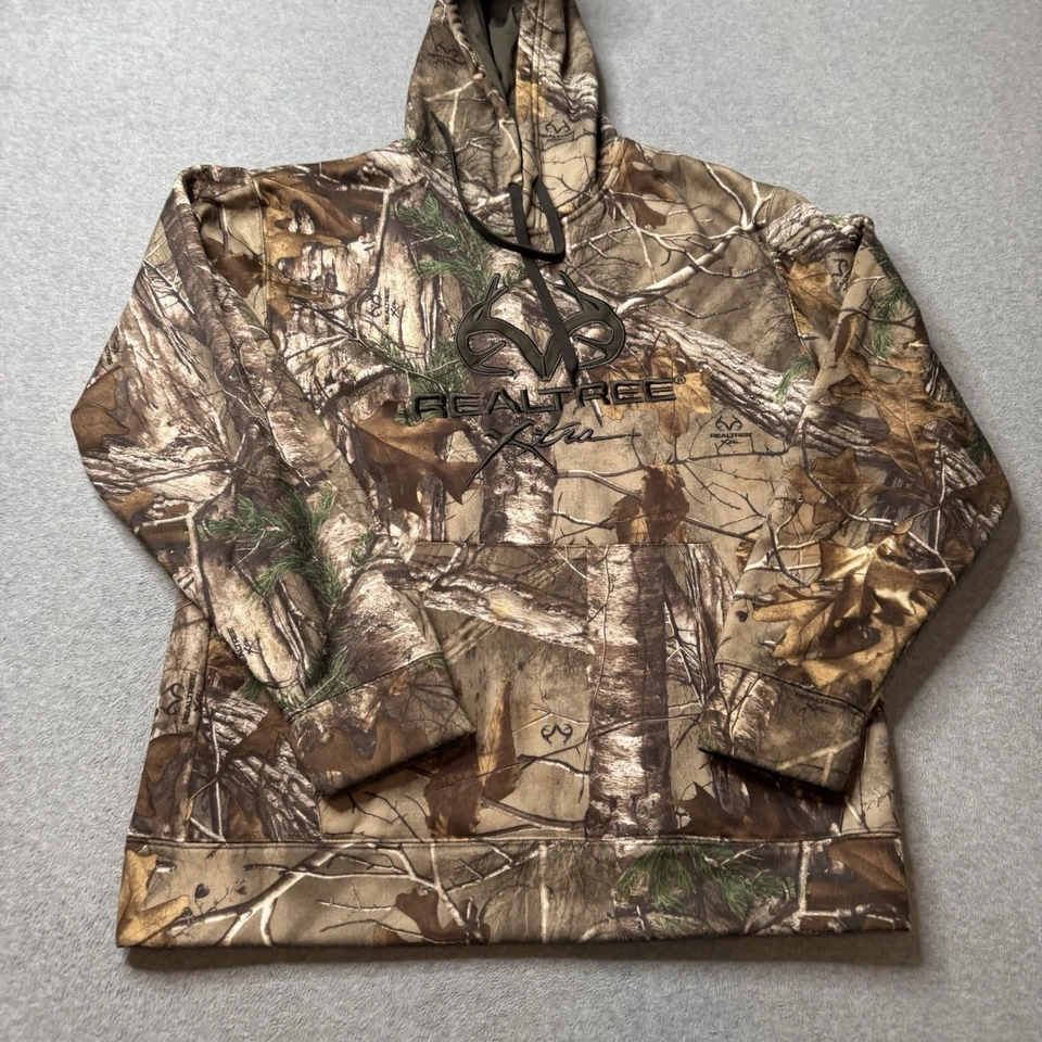 Realtree Jacket Mens Medium Camouflage Hoodie Drawstring Fleece Hunting Outdoors - Image 3 of 4
