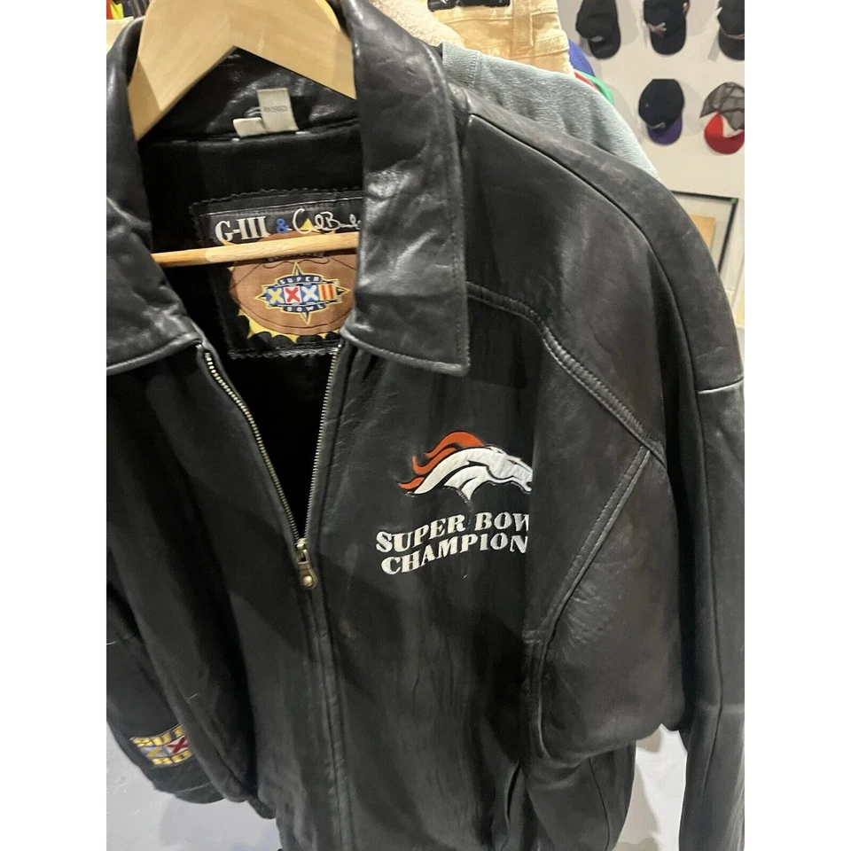 Vintage 1998 Super Bowl XXXII Denver Broncos San Diego CA Leather Jacket Size L - Image 4 of 4