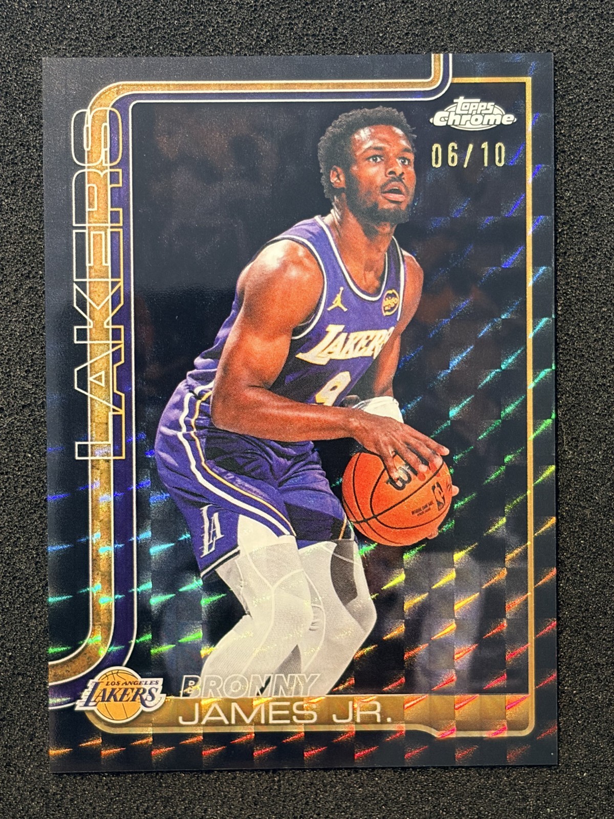 2025-26 Topps Chrome Update Bronny James Jr. Black Geometric Refractor #/10