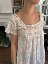 Antique Edwardian M Nightgown Cotton Batiste Lace Long
