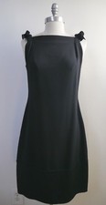 VERA WANG black heavyweight silk bow shoulder sleeveless dress size 6 WORN ONCE