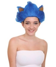 Women's Spiked Blue Cosplay Hedgehog Wig With Ears HW-6705