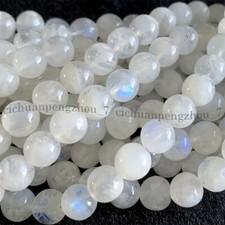 Genuine Natural Blue Flash Moonstone Gemstone 6/8mm Round Loose Beads Strand