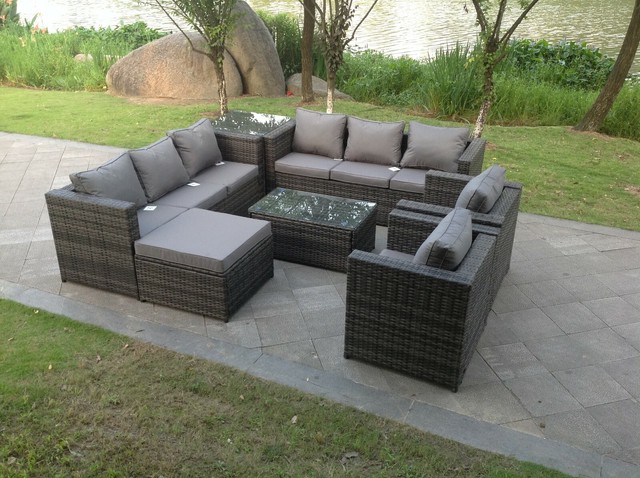 Christchurch 8 Seater Rattan Garden Corner Dining Sofa Set For Sale Ebay