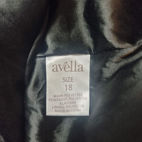 AVELLA Womens Pencil Dress Plus Size 18 Black Blue Chiffon Stretch Knit V-Neck - Picture 14 of 15