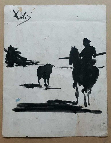 Salvador Dalí - Antique Painting on Paper / Style of Spanish Master ORIGINAL - Picture 3 of 3