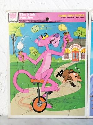 Vintage Whitman 1976 Woody Woodpecker 1979 Pink Panther - 2 Frame