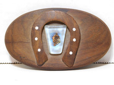 Handmade Wooden Belt Buckle w/ Horsehoe and Raw Copper