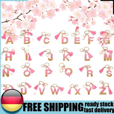 Resin Cute Pink Key Chains Pink Alphabet Keyrings for Car Keys Wallet Handbags
