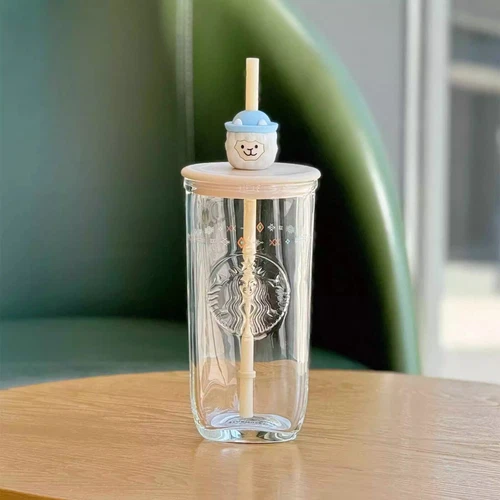 New China Starbucks 2024 Summer Alpaca Paradise 16oz Triangle Glass Straw Cup - Picture 2 of 7