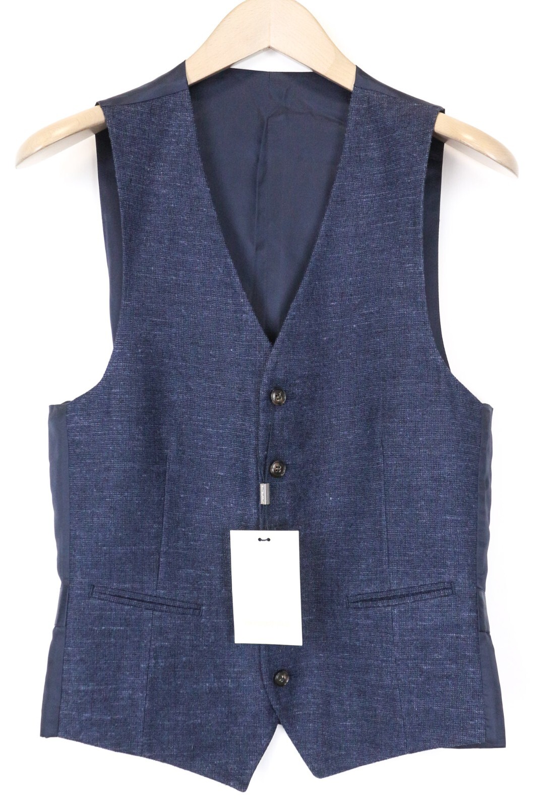 Suitsupply Ferrara Chaleco Para Hombre UK36R Azul Seda Lino Lana