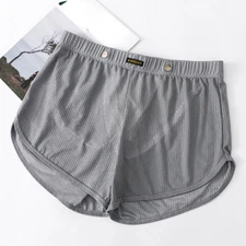 Men Casual Mesh Net Shorts Underwear Net Boxer Briefs Pants Lounge Sports Shorts